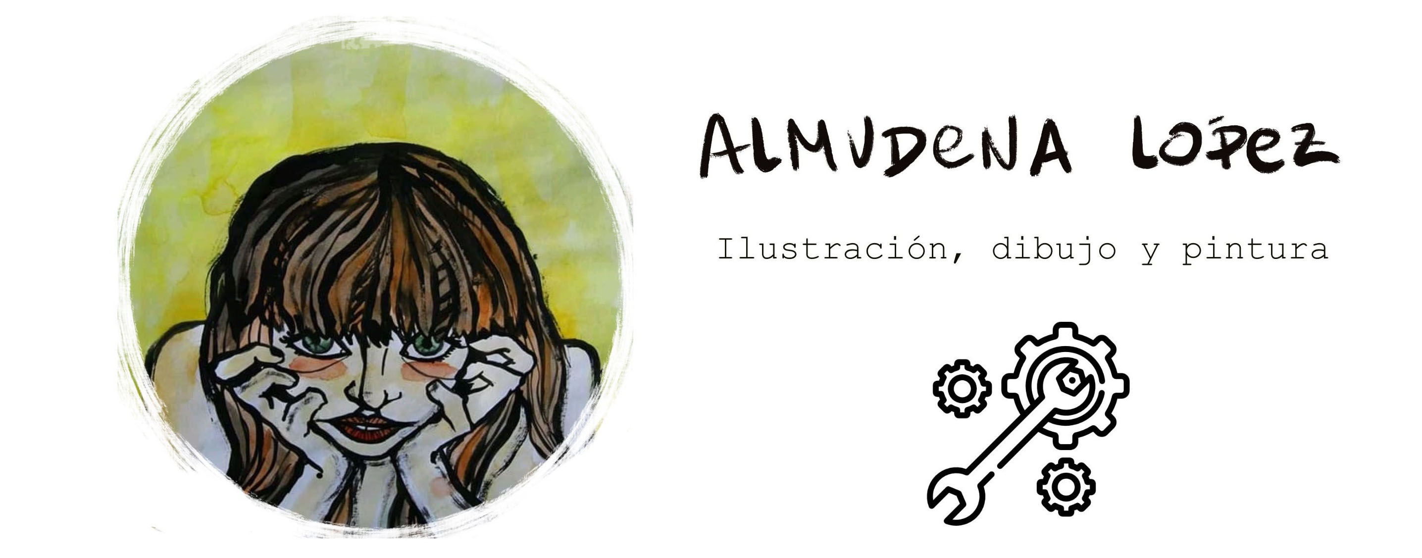 Retrato de chica joven con fondo amarillo. Almudena López. Ilustración, dibujo, pintura.